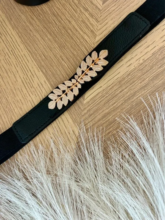 Magnifique ceinture noir et doré forme feuille taille ajustable neuf - photo numéro 2