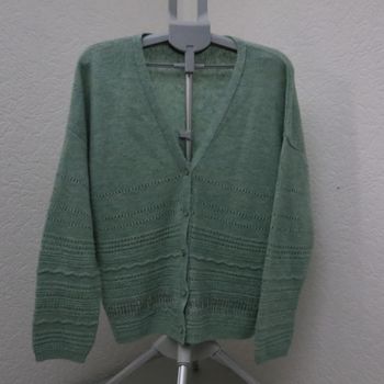 💚 Cardigan vert sauge KIABI – Taille L – Maille ajourée – Parfait état ! 💚