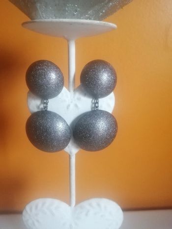 🌸Boucles d'oreilles duo boules argentées scintillantes "Etsy" 🌸