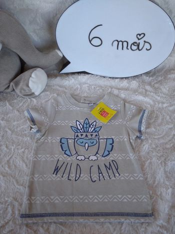 Tee shirt chemise manches courtes Garçon 6 mois Hibou Indien Wild Camp