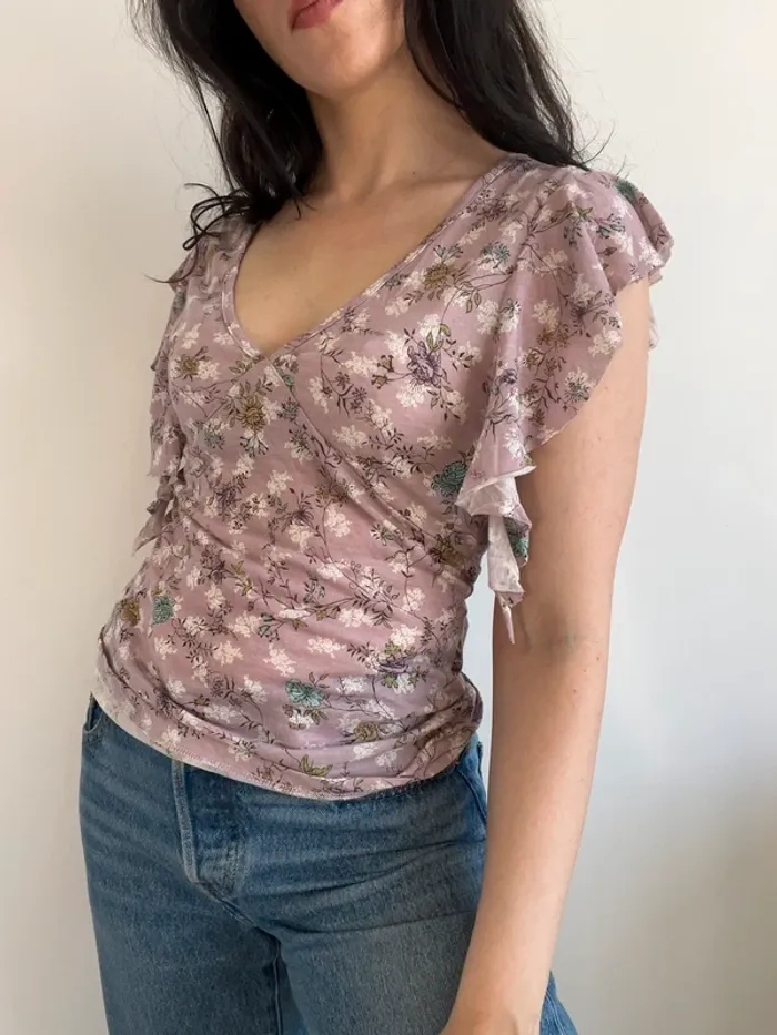 Top à volants y2k à motifs fleurs taille S 🌸 - photo numéro 5