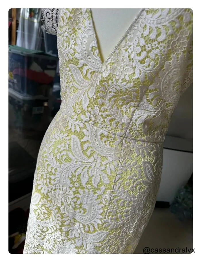 Robe jaune dentelle - Pinko - photo numéro 3