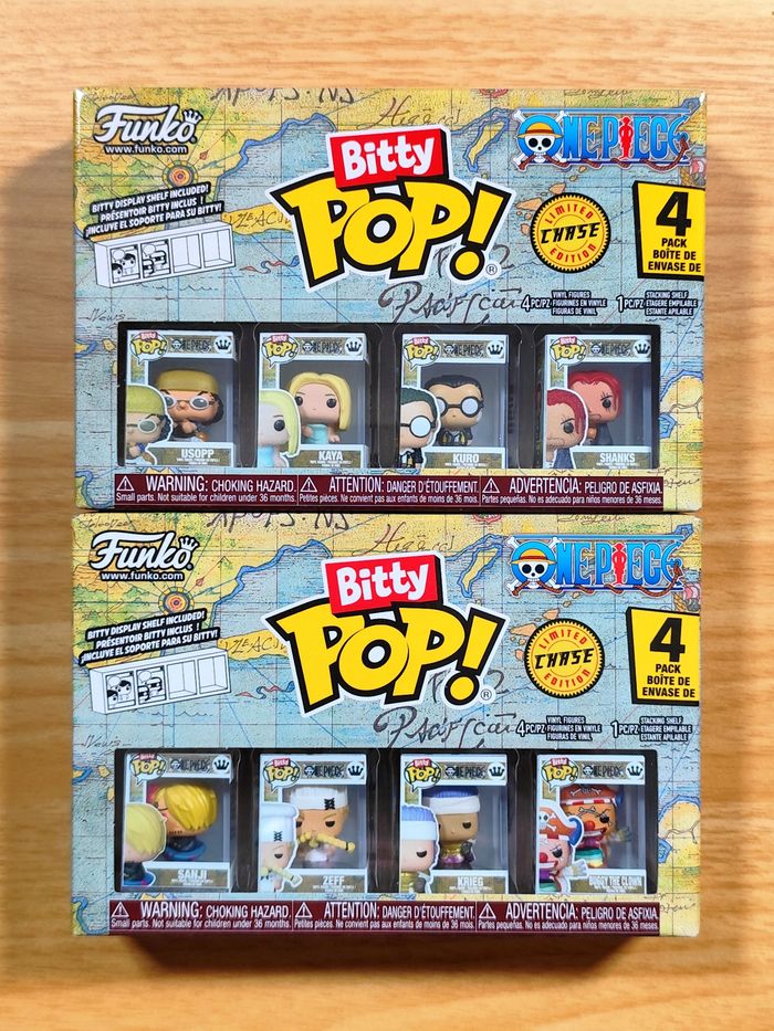 Lot 2 Boîtes Bitty Pop! One Piece - 8 Figurines dont 2 CHASE (Shanks & Buggy)