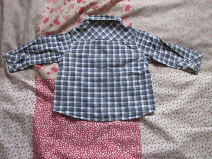 Chemise manches longues à carreaux 9 mois - photo numéro 2