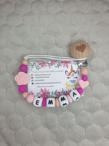 Attache tétine personnalisée Petite Rose
