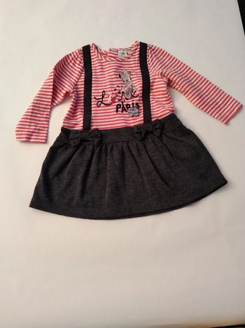 petite robe rayé esprit salopette Disney minnie fille 6 mois