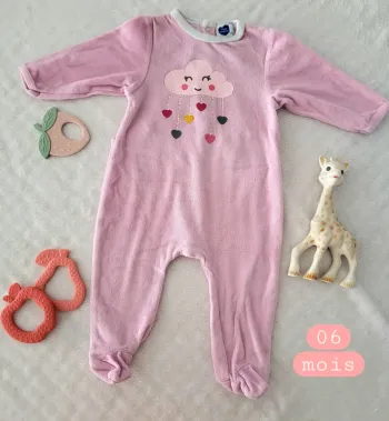 Pyjama rose nuage 1 pièce 06mois
