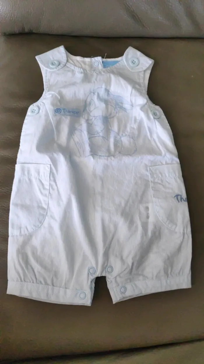 Combishort rayée bleue et blanche 1 mois