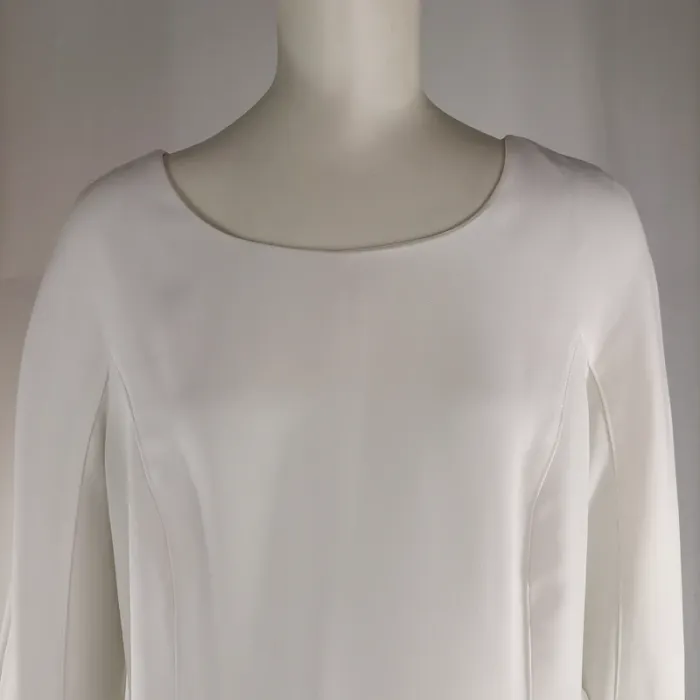 Robe droite blanche Caroll T42 manches 3/4 ceinture amovible minimaliste chic - photo numéro 9
