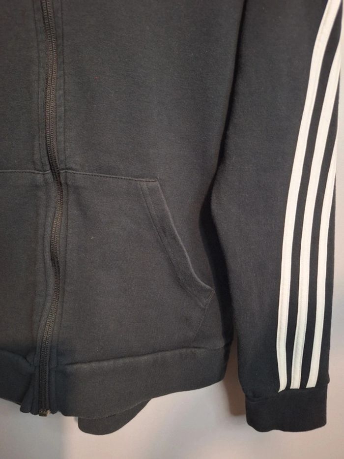Sweat à capuche zippé vintage adidas noir - taille 13/14 ans - photo numéro 5