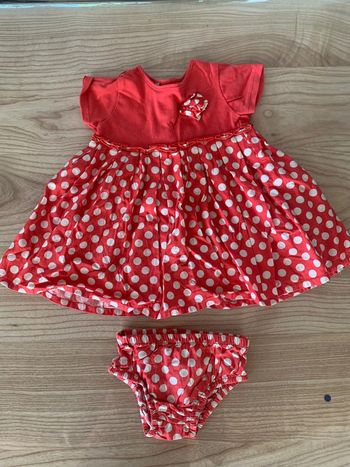 Joli ensemble robe + culotte bouffante rouge à pois