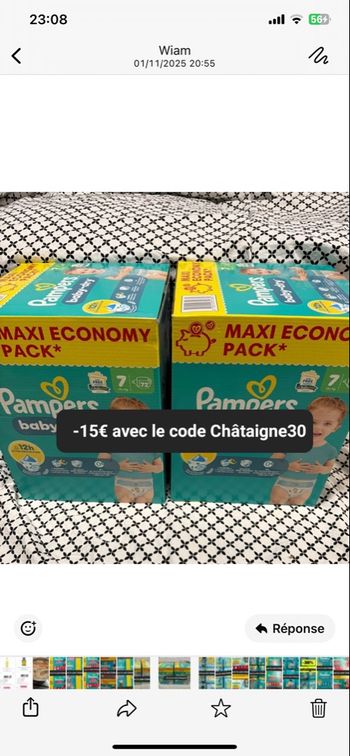2 carton de couches Pampers taille 7
