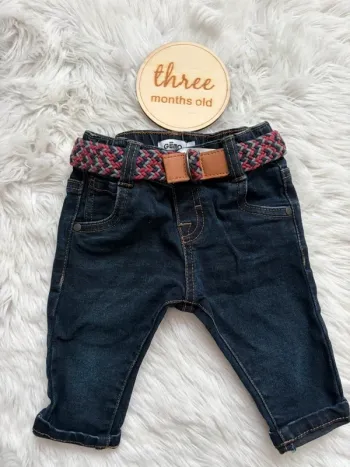 Jean bébé Gémo avec ceinture – 3 mois 👖💙