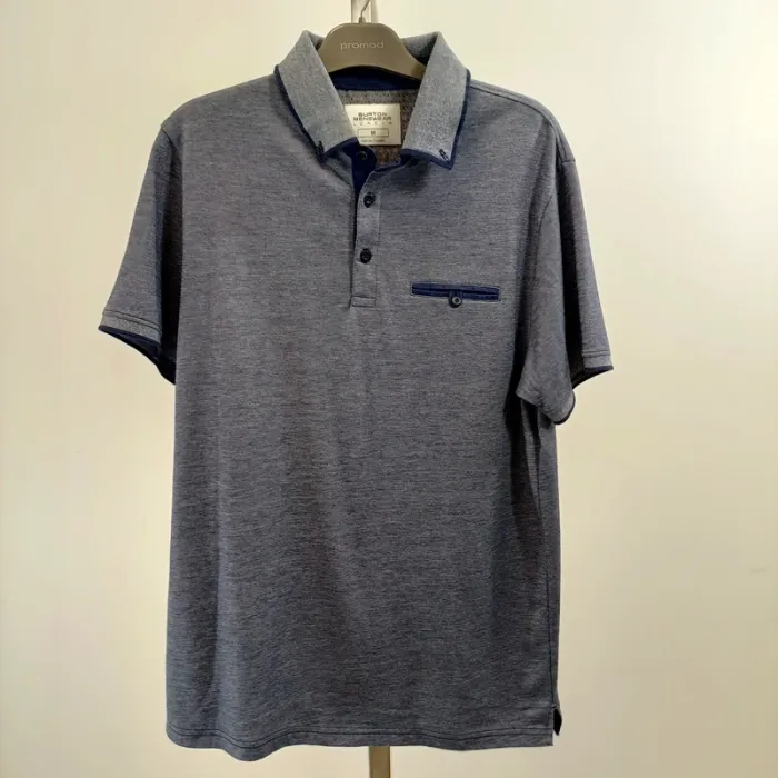 Polo Gris Bleu été manches courtes - Burton Menswear - M - T-shirt homme élégant A1540