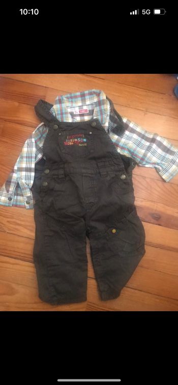 Ensemble salopette chemise dpam 12 mois