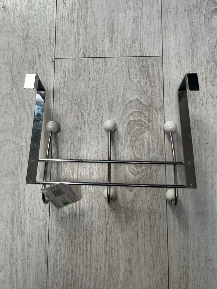 Patère de porte 6 embouts céramiques blancs