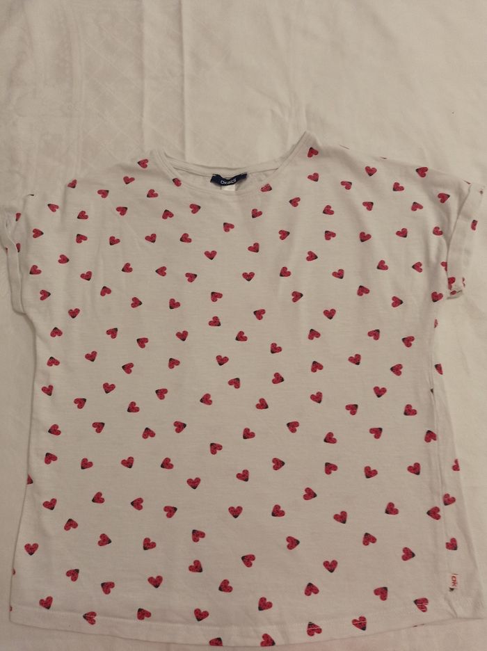 Petit pull manche courte pour fille avec petit cœur partout manches courtes taille 12 ans 152 cm marque Okaïdi voir photos - photo numéro 4