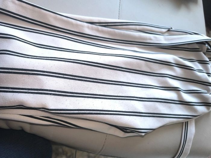 Pantalon made in italy blanc rayures noires doubles - photo numéro 2