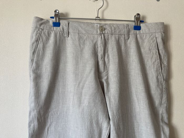 pantalon droit motif prince de galles lin et coton - photo numéro 3