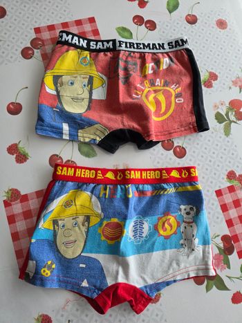 LOTS DE 2 BOXERS GARÇON SAM LE POMPIERS 🚒 TAILLE 6/8 ANS