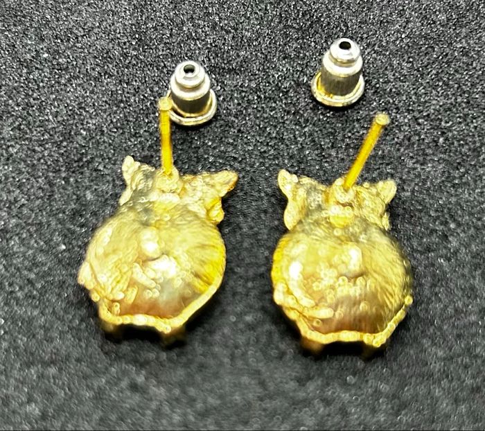 Boucle d’oreille hibou doré - photo numéro 3