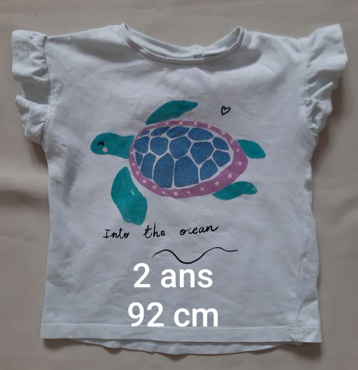 tee-shirt manches courtes fille - tortue - Zara - 2 ans - 92 cm