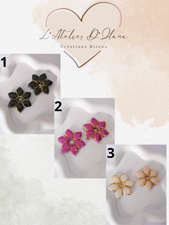 Pampilles fleurs colorées en pâte polymère – Charms interchangeables pour boucles d’oreilles - photo numéro 10