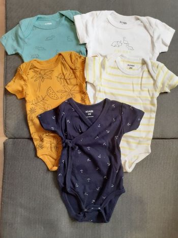 Lot de 5 body manches courtes, 3mois