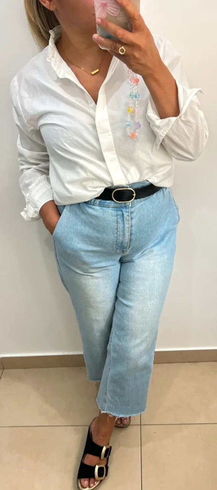 Chemise Blanche Avec Volant Taille L - photo numéro 2