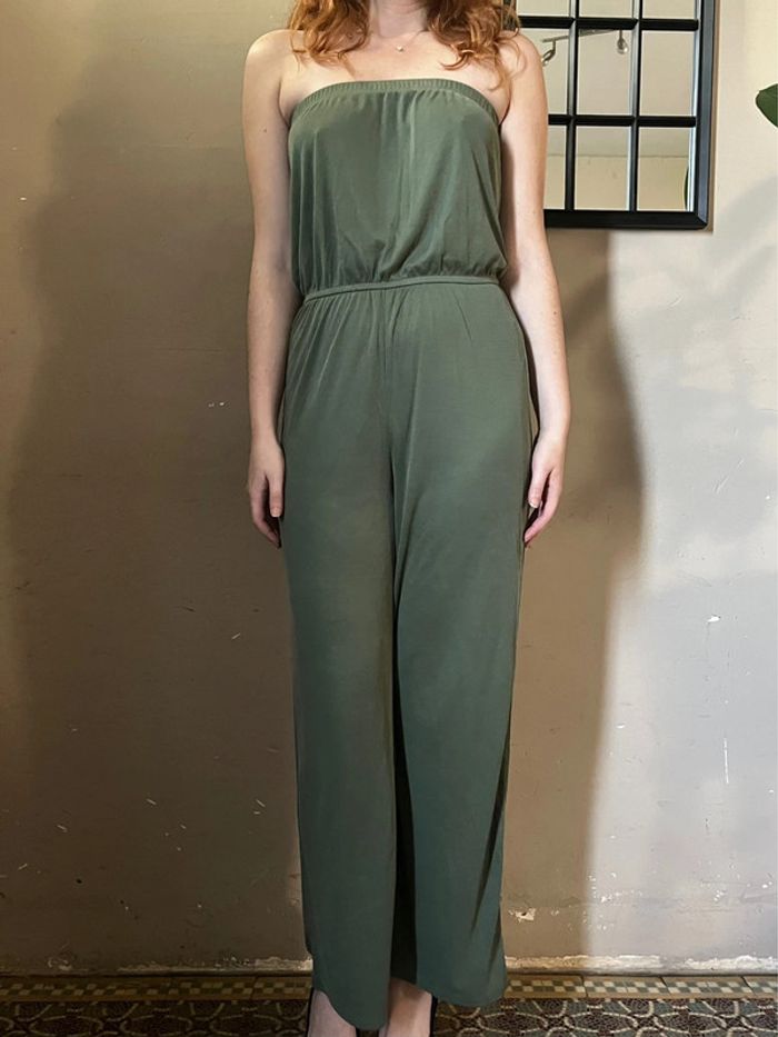 Combinaison bandeau kaki ample marqué à la taille - photo numéro 4