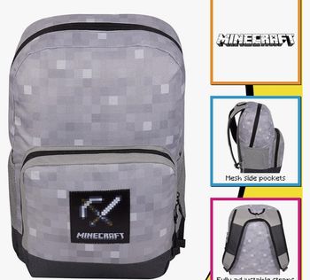 Sac à dos neuf minecraft popgear gris neuf avec étiquette (épée & pioche)