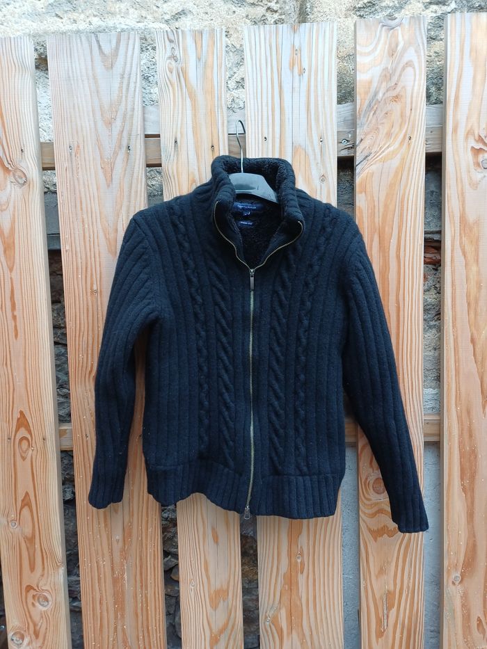 Veste pull zippé chaud en laine d'agneau Tommy Hilfiger taille XL