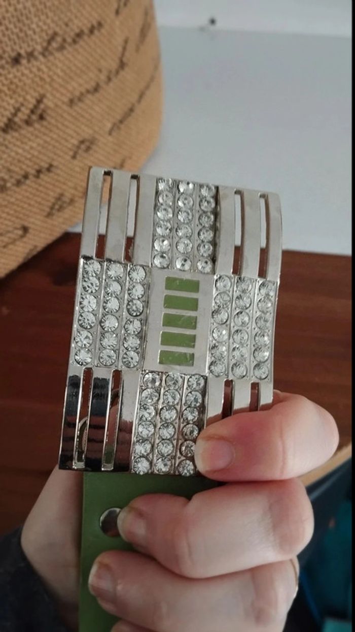 Ceinture verte boucle argenté 95 cm - photo numéro 8