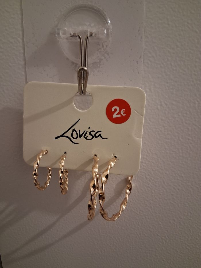 Lot de 2 paires de boucles d'oreilles fantaisie femme