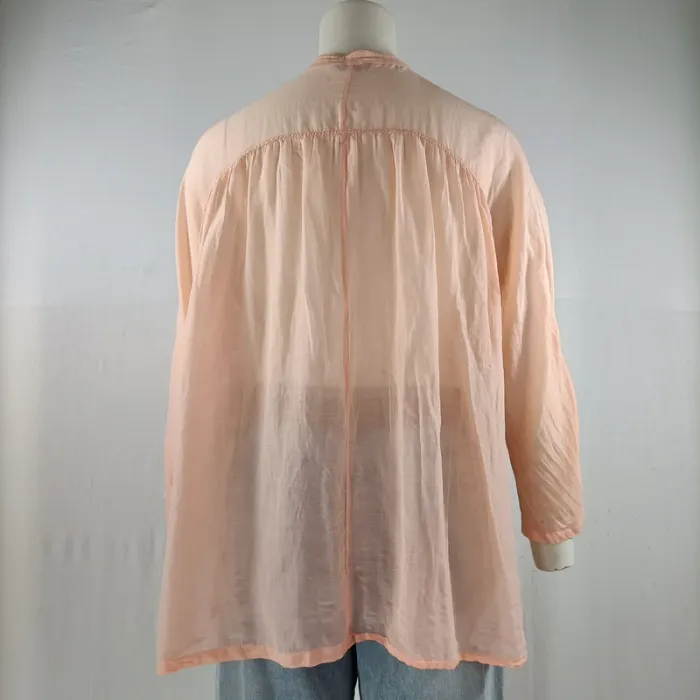 Blouse Massimo Dutti pêche en coton et soie, coupe ample fluide, taille M A1199 - photo numéro 4