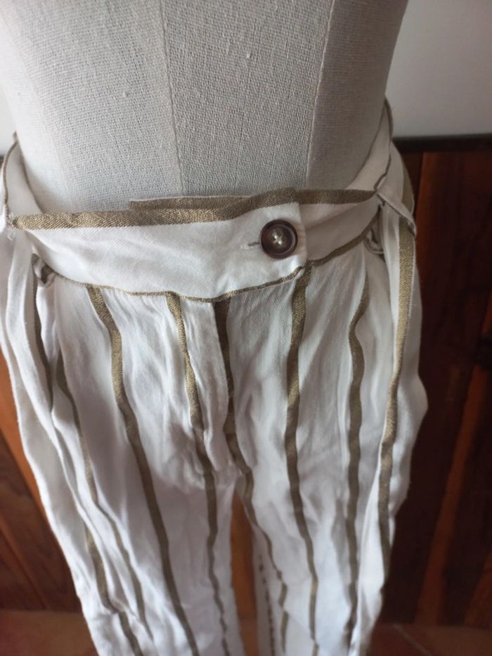 Pantalon rayé blanc/brillant - photo numéro 4