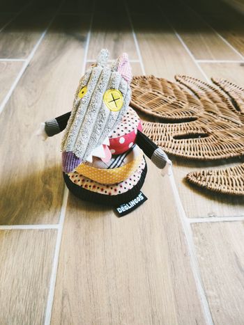 🐺Loup X Pyramide/tour anneaux sensoriels à empiler en tissu peluche marque Les Deglingos