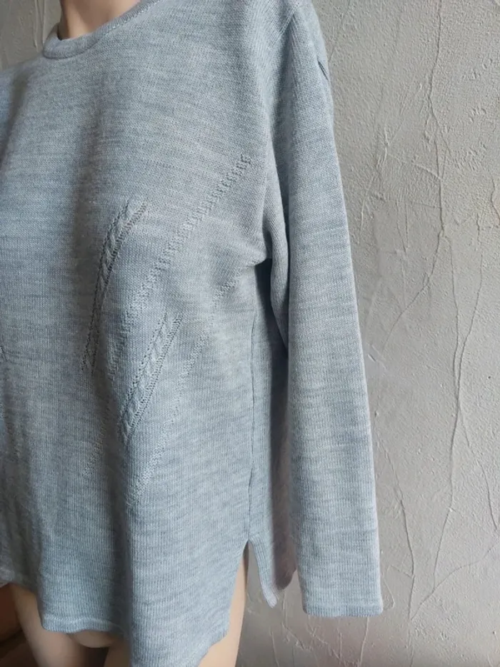 Pull en maille gris à manches longues - photo numéro 3