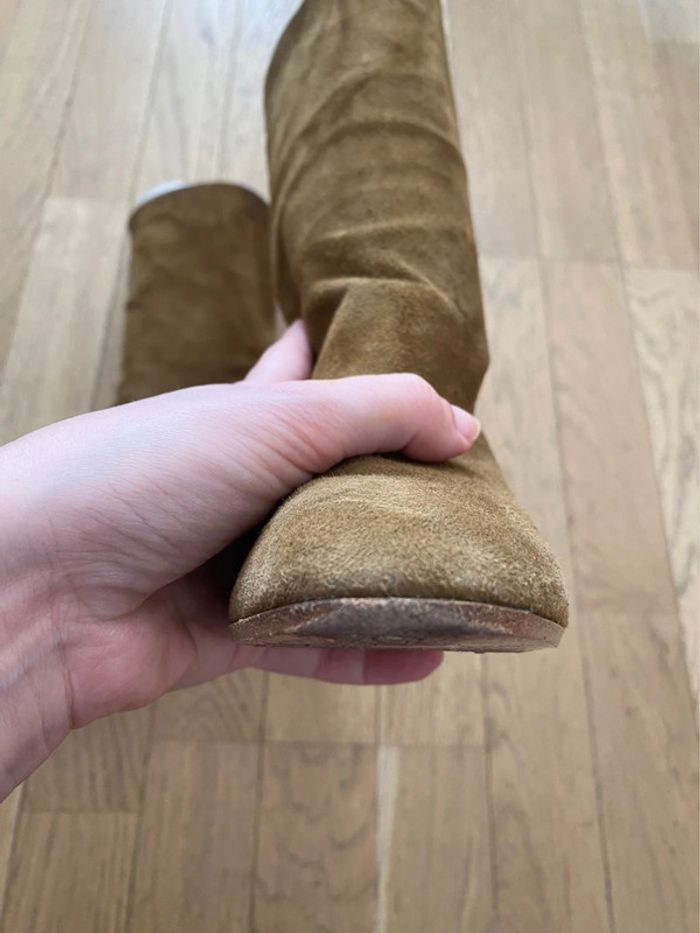 Bottines à talon en daim beige Aquazzura modèle Boogie taille 37 - photo numéro 10