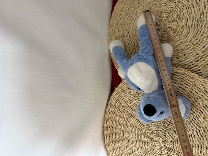 Souris NICOTOY doudou bleu et blanc en peluche - photo numéro 2
