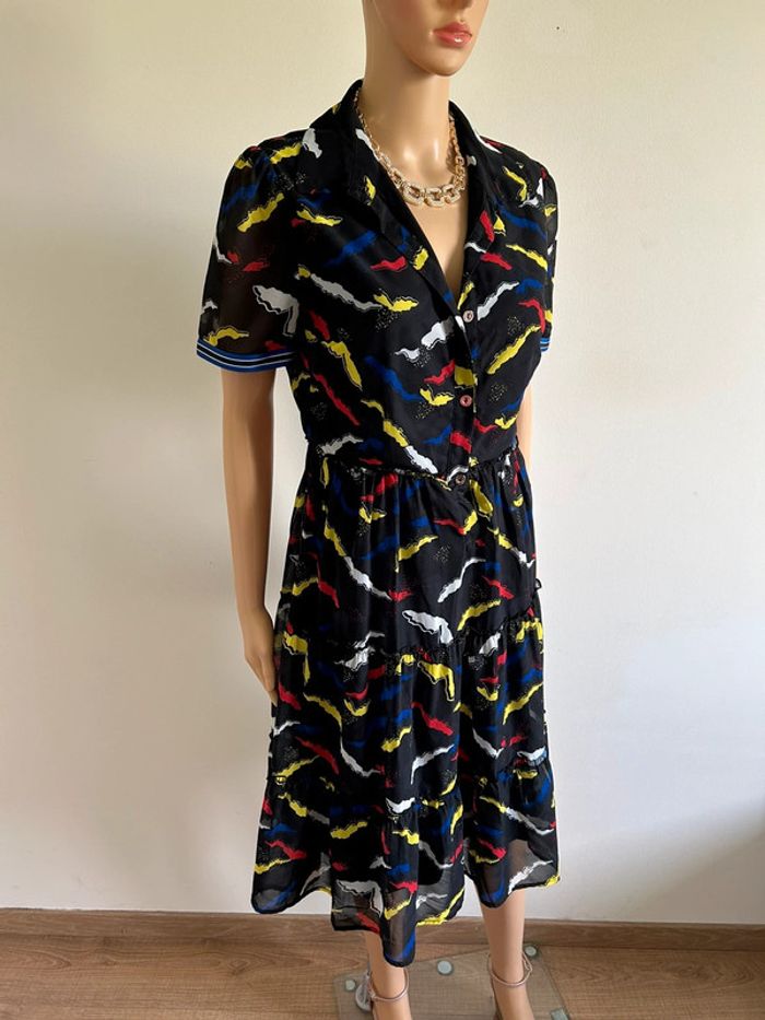 Robe noire et imprimée à manches courtes Molly Bracken taille S jamais portée - photo numéro 2
