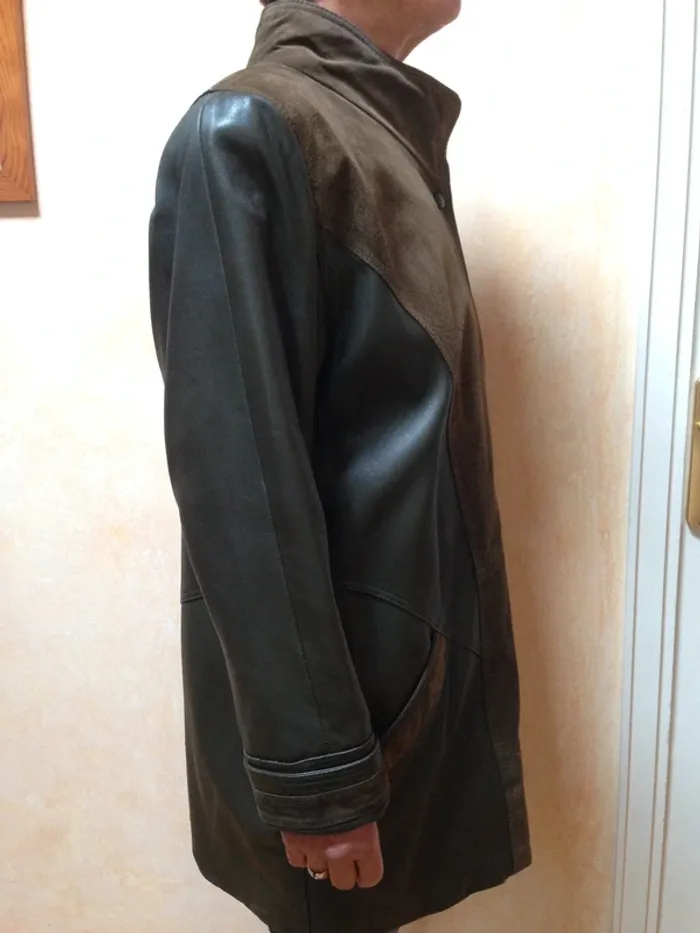 Manteau cuir véritable et daim - photo numéro 2