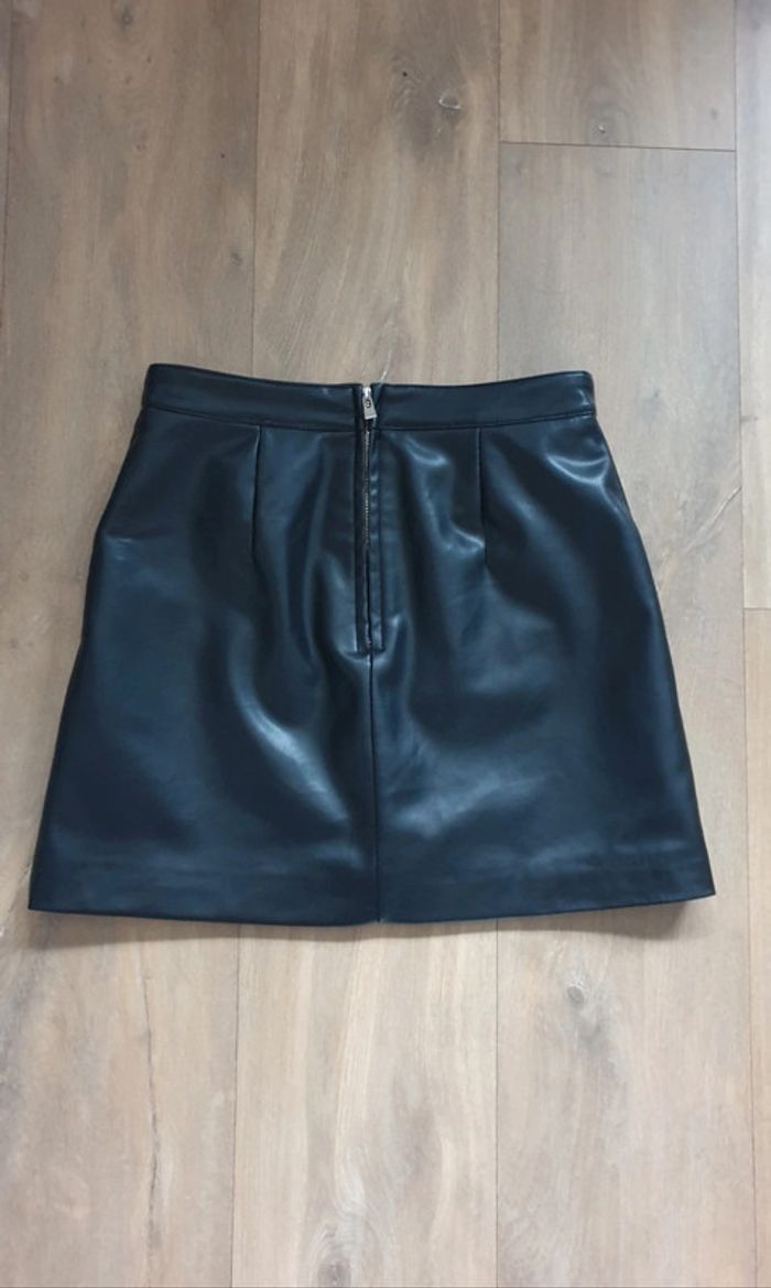 Mini-jupe similicuir noir et dorures, taille 36, Morgan - photo numéro 5