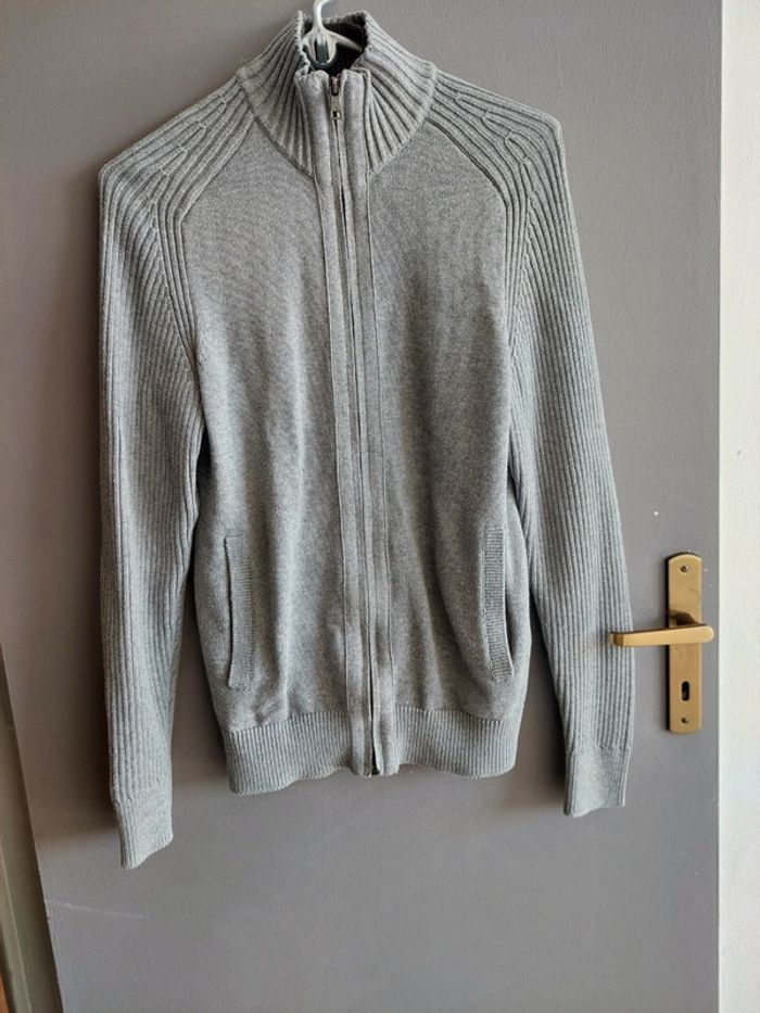 Gilet zip homme gris