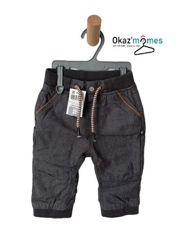 (NEUF) Pantalon bébé gris doublé 100% coton - Obaïbi 6 mois (68cm)