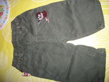 jean garçon kaki looney toon 12 mois, 1 an