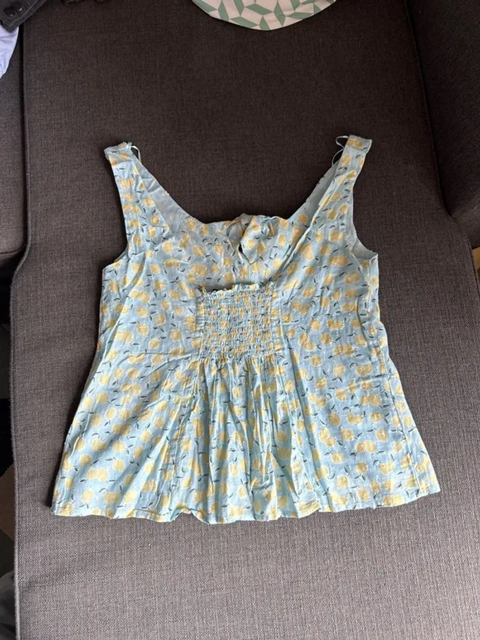 Débardeur, blouse fine bretelles femme, motif citron, monoprix, taille 36, neuf - photo numéro 3