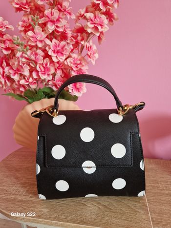 Sac à main bandoulière fiedle & sissy vintage rétro noir poids blanc détail doré