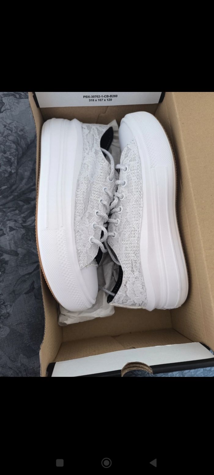 Mimanera Converse T38 dentelles argenté neuves