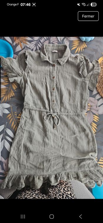 Robe gaz de coton kaki